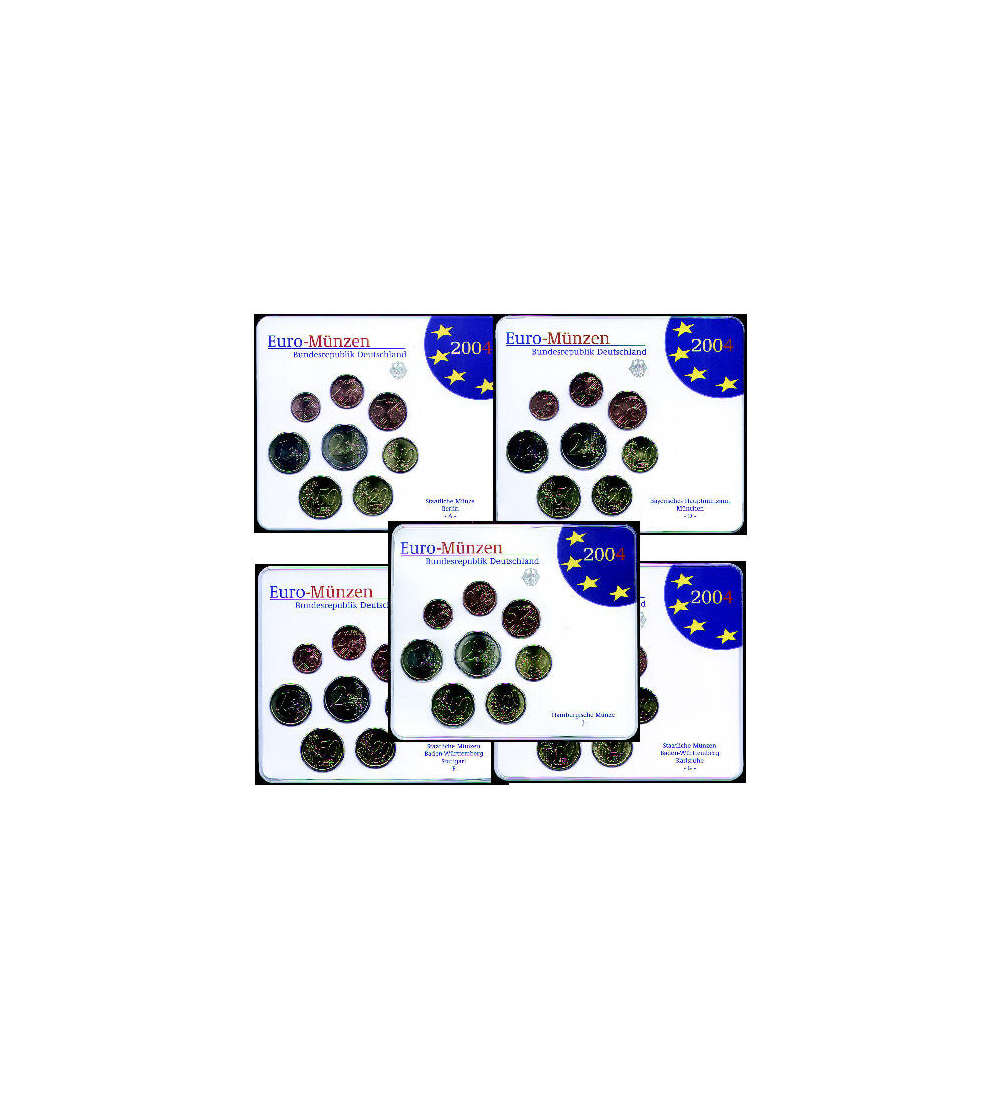 BRD-EURO-Kursmnzenstze 2004  ADFGJ - STEMPELGLANZ