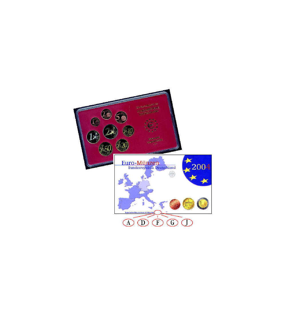 BRD-EURO-Kursmnzenstze 2004  ADFGJ - POLIERTE PLATTE