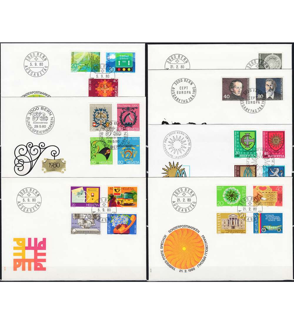 Schweiz FDC Jahrgang 1980