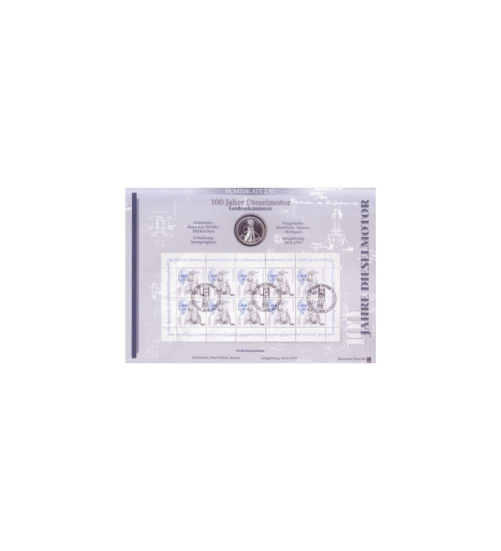 BRD Bund Numisblatt 2/1997  100 Jahre Dieselmotor