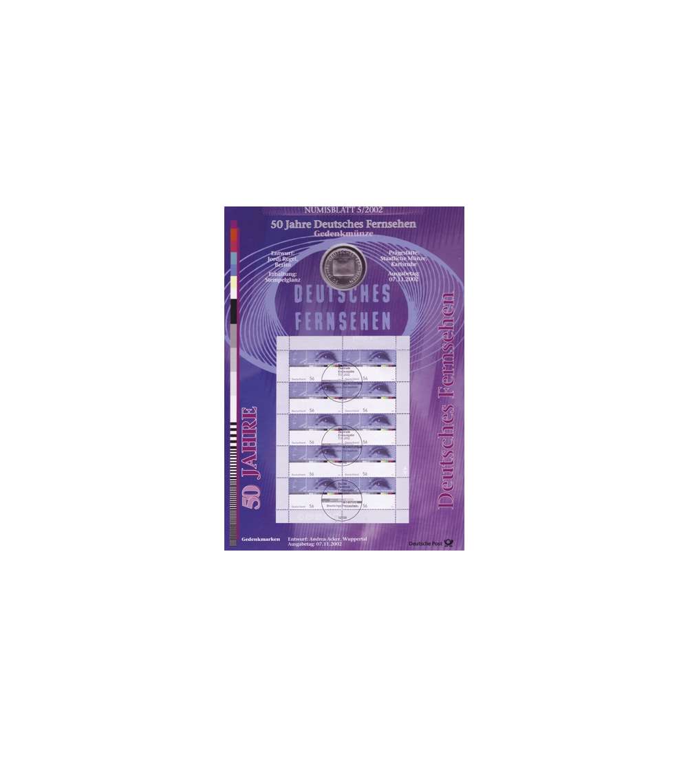 BRD Bund Numisblatt 5/2002 - 50 Jahre Deutsches Fernsehen