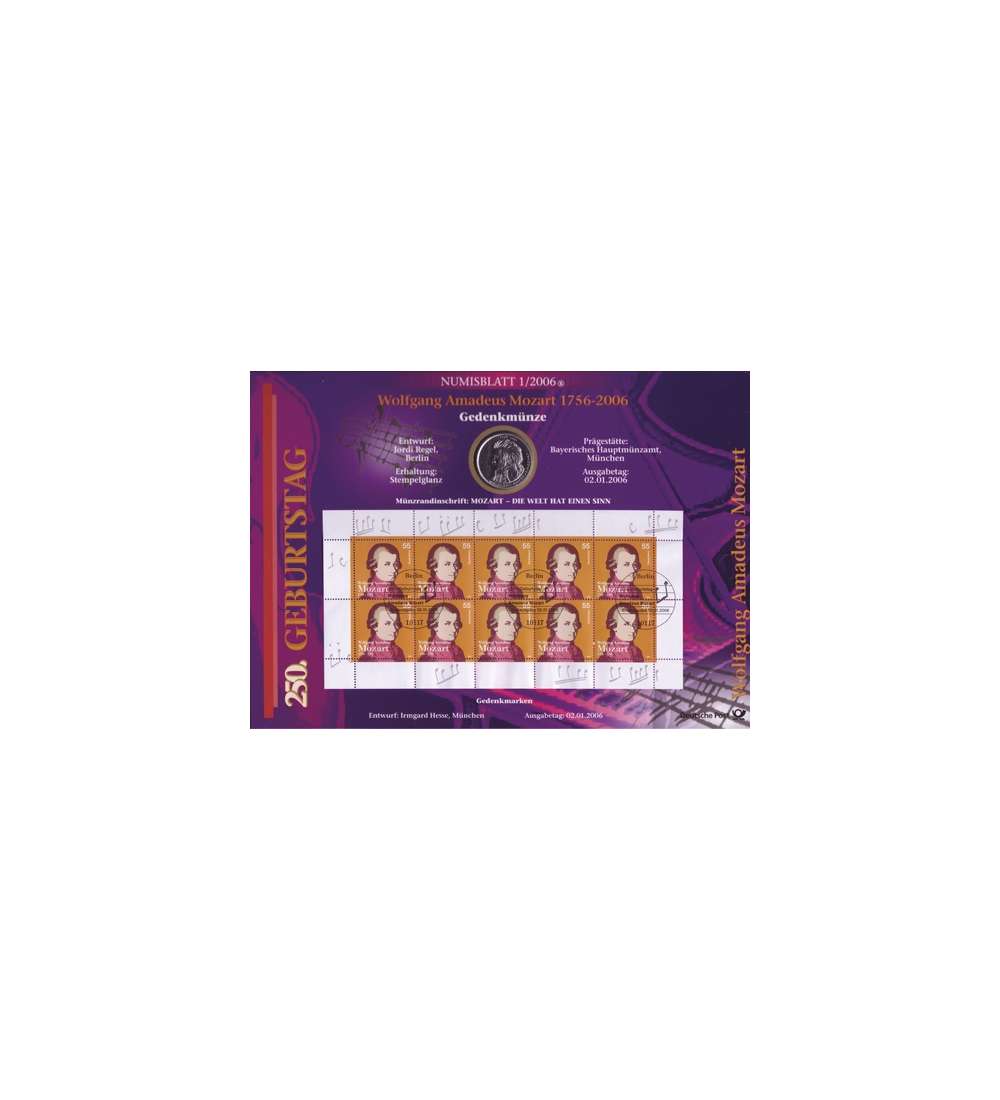 BRD Bund Numisblatt 1/2006 - 250. Geburtstag Mozart