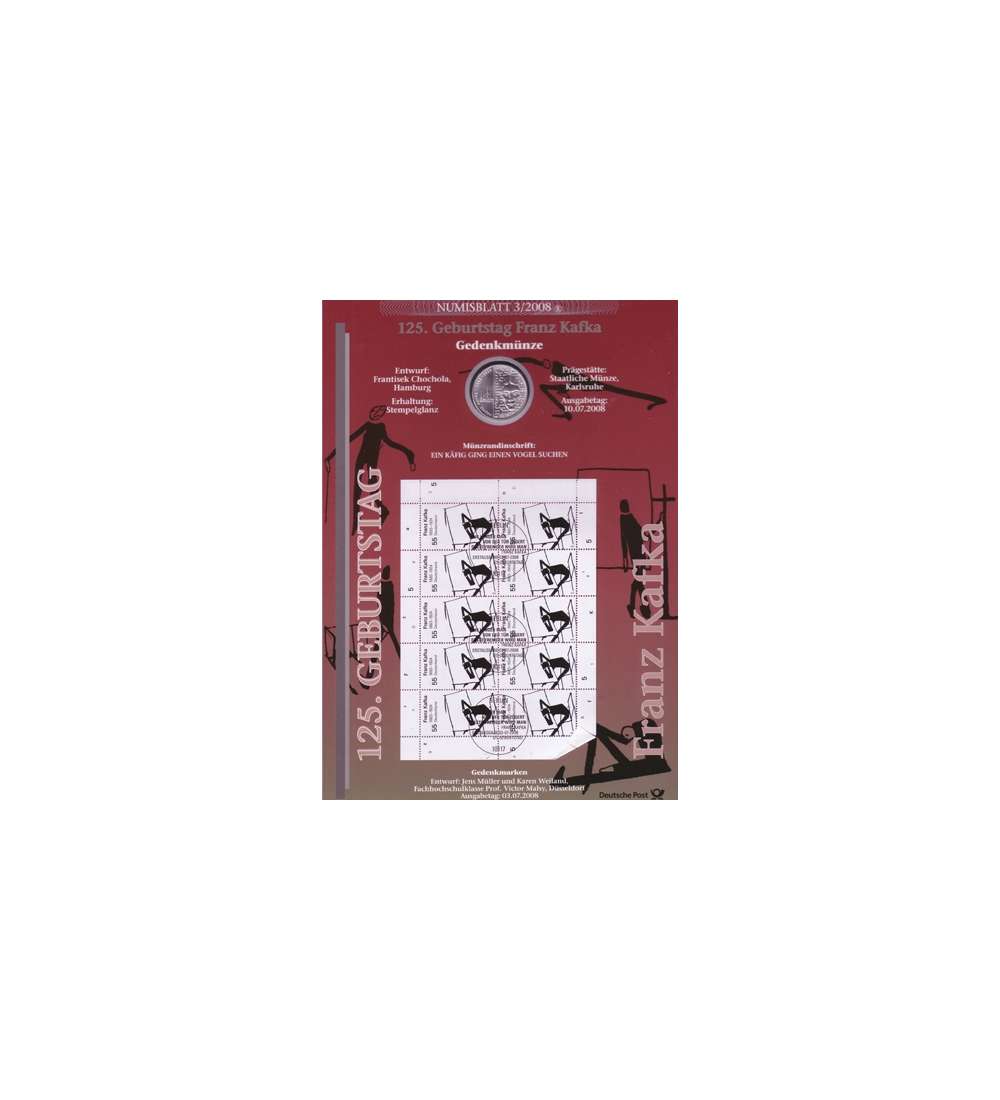 BRD Bund Numisblatt 3/2008 - 125. Geburtstag Kafka