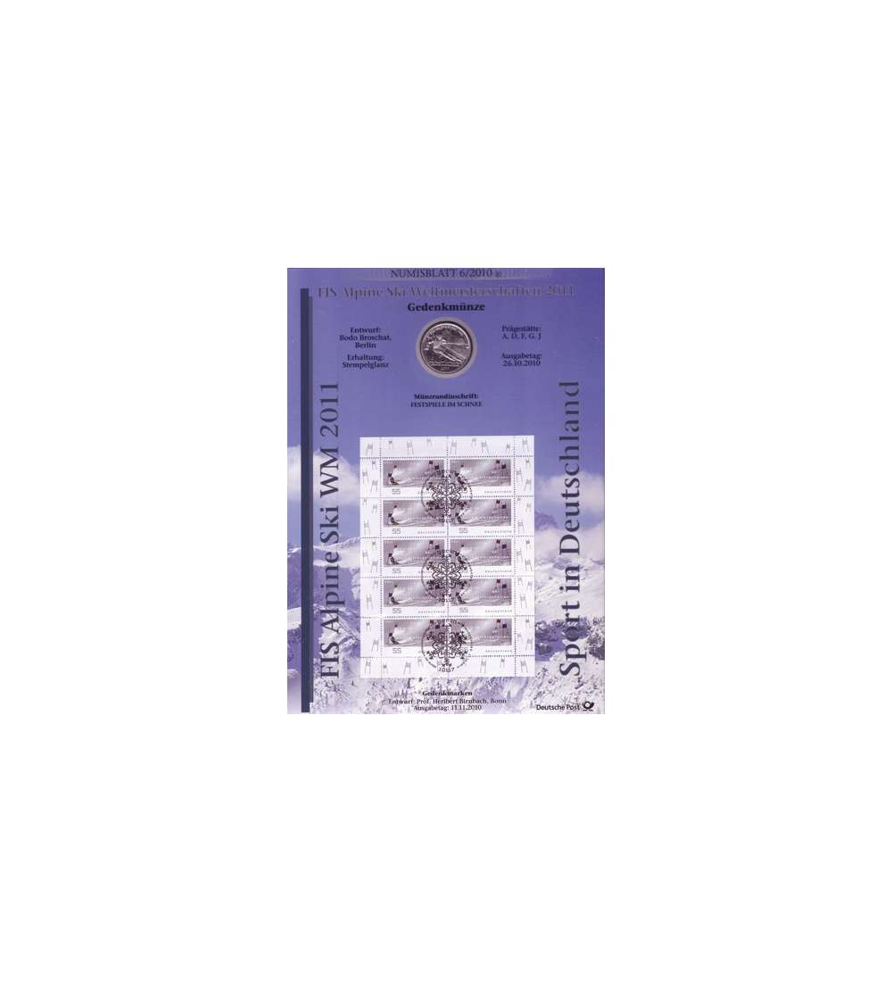 BRD Bund Numisblatt 6/2010 - Alpine Ski WM 2011