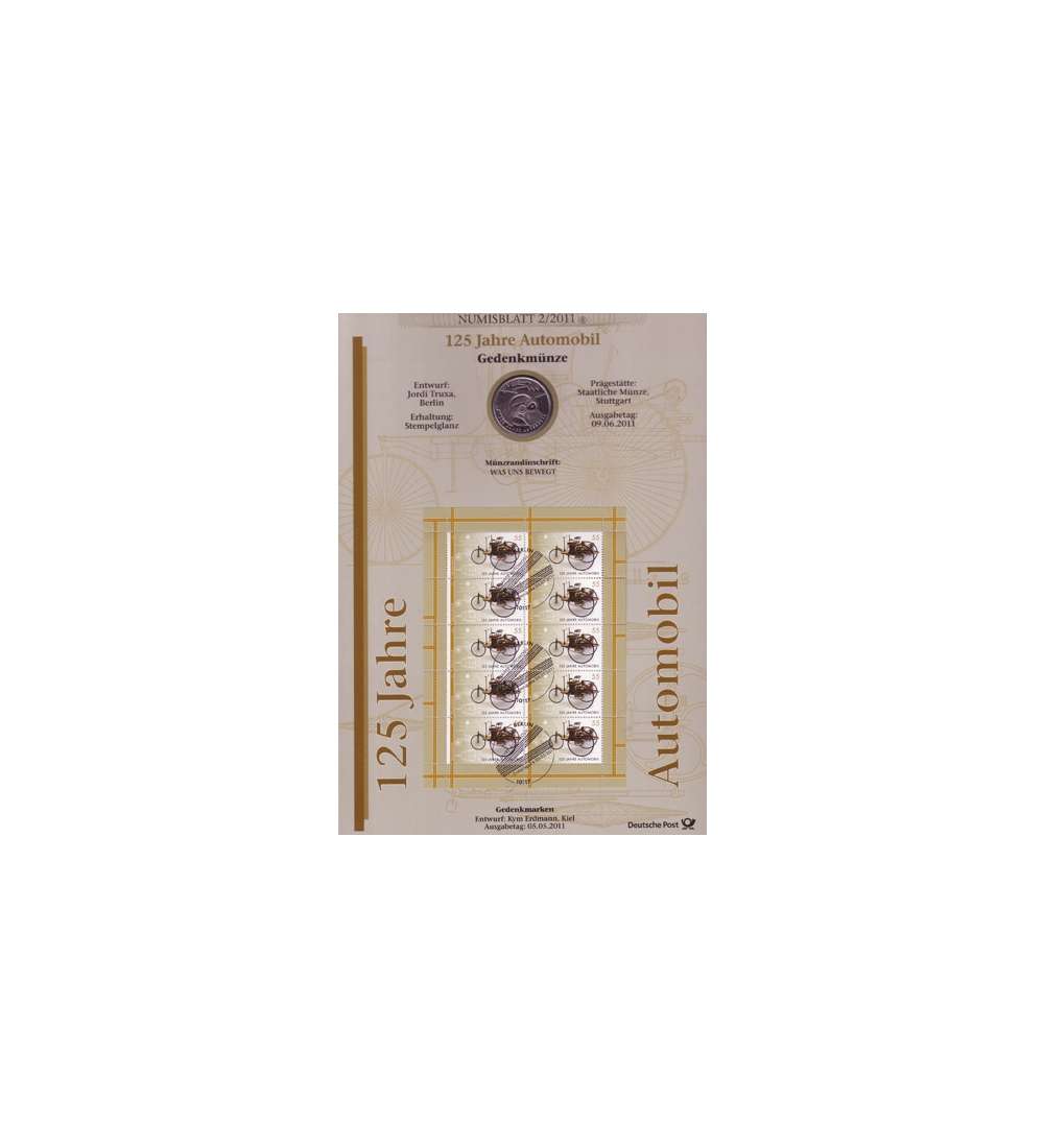 BRD Bund Numisblatt 2/2011- 125 Jahre Automobil