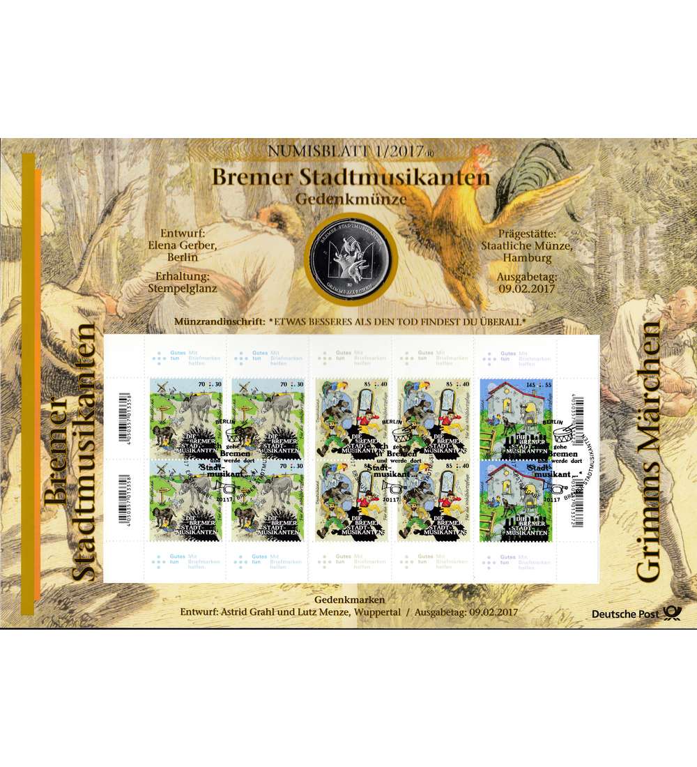 BRD Numisblatt 1/2017 Bremer Stadtmusikanten