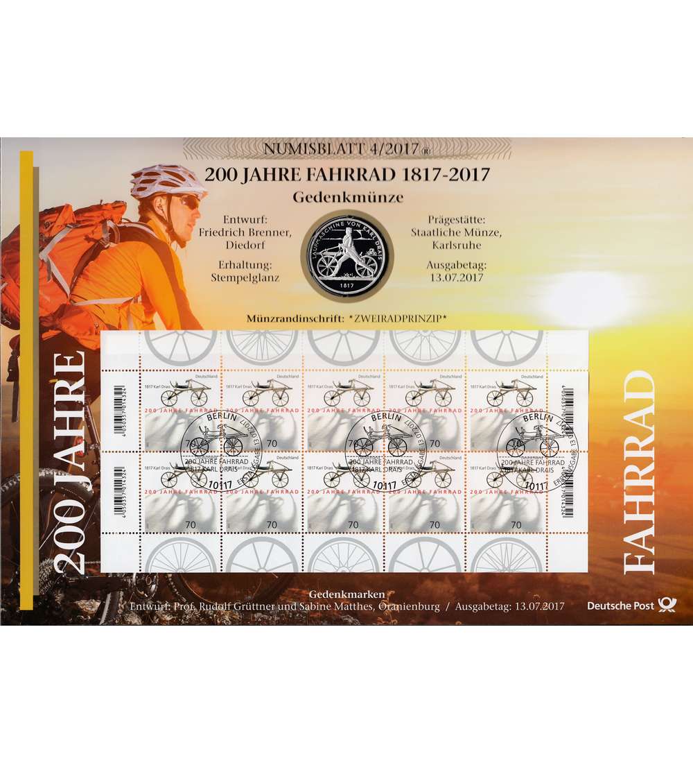 BRD Numisblatt 4/2017 200 Jahre Fahrrad