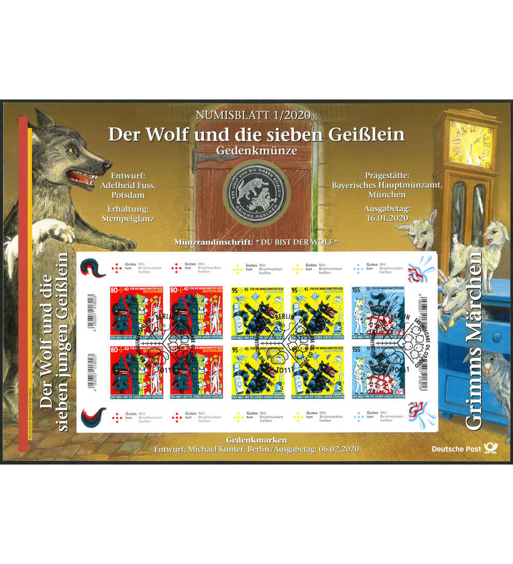 BRD Numisblatt 1/2020 Der Wolf und die 7 Geilein