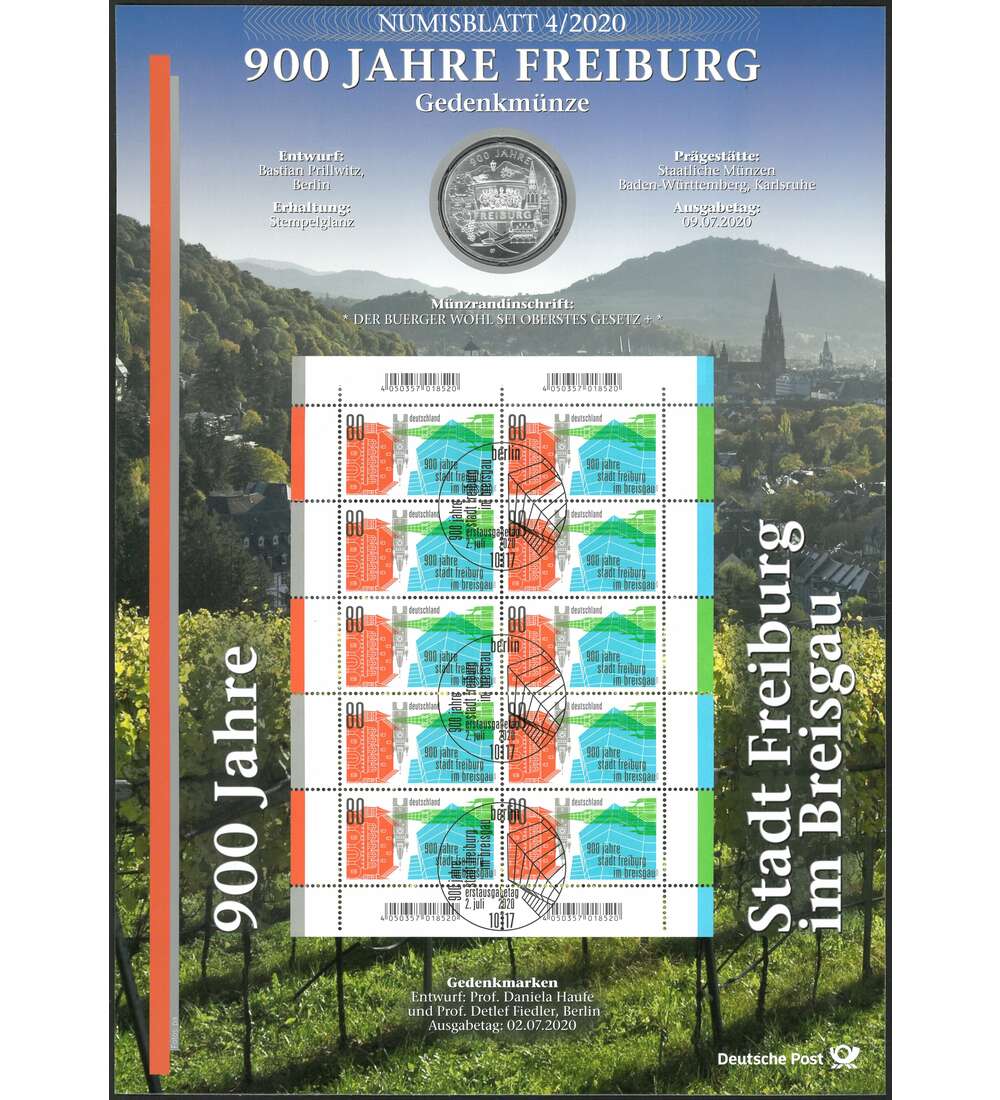 BRD Numisblatt 4/2020 900 Jahre Stadt Freiburg