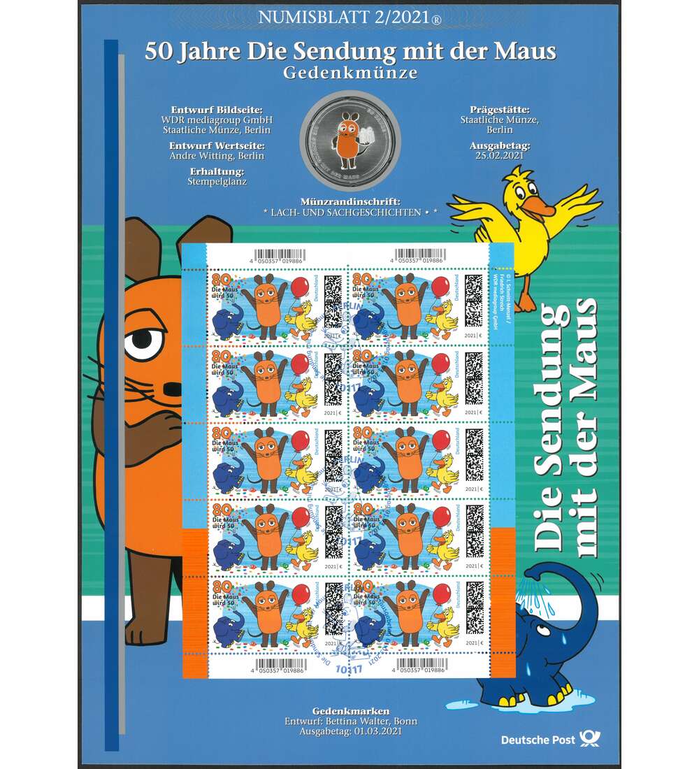 BRD Numisblatt 2/2021 50 J. Sendung mit der Maus