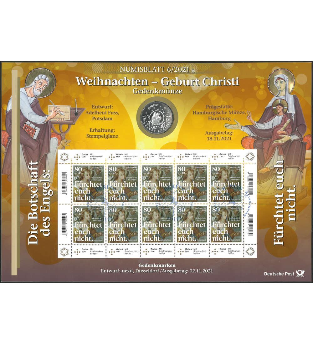 BRD Numisblatt 6/2021 Weihnachten - Geburt Christi