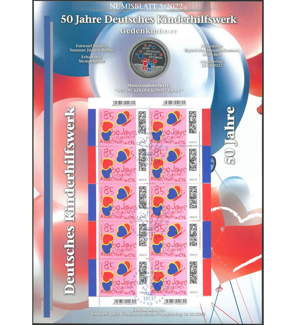 BRD Numisblatt 3/2022 Deutsches Kinderhilfswerk