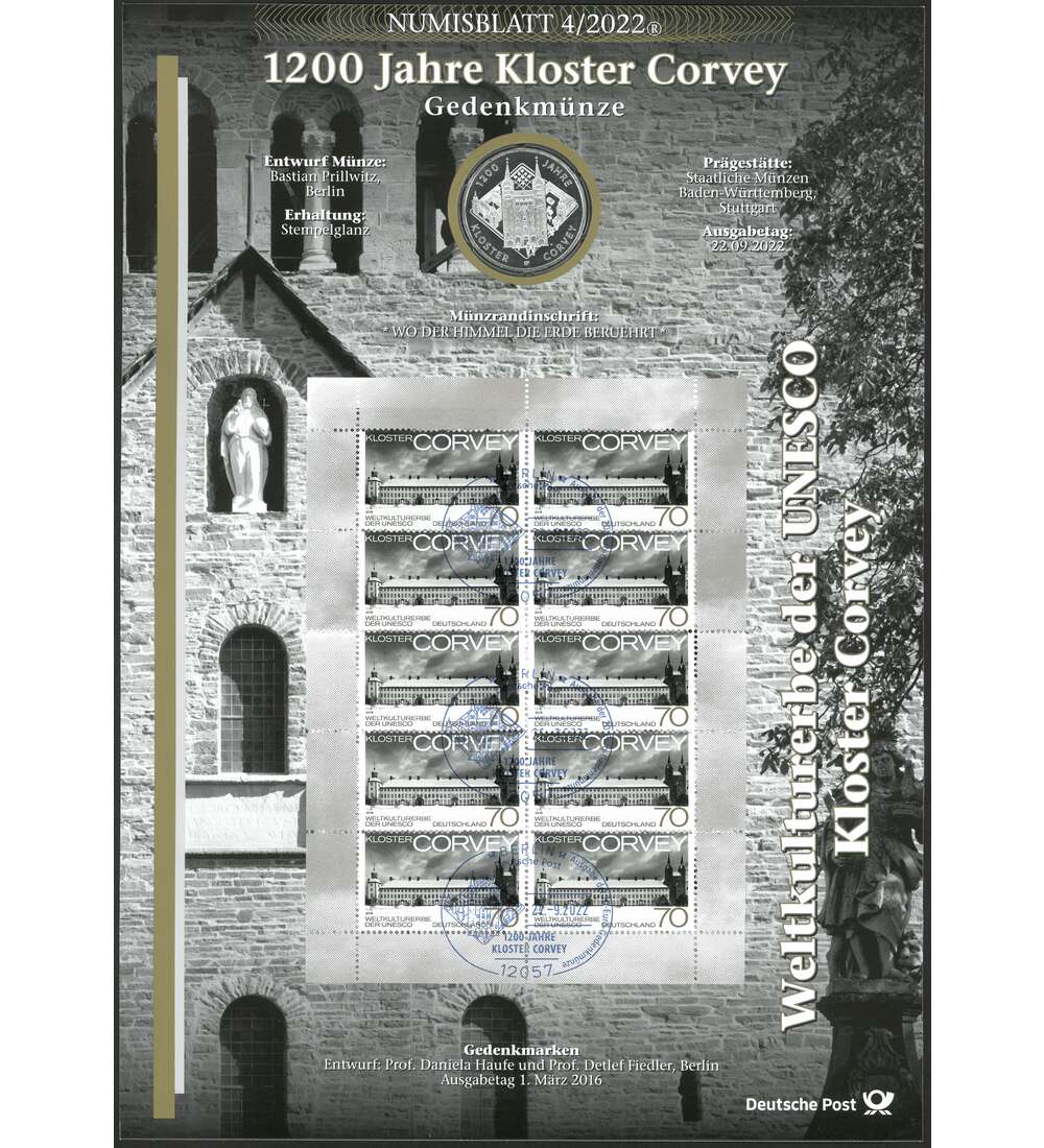 BRD Numisblatt 4/2022 1200 Jahre Kloster Corvey