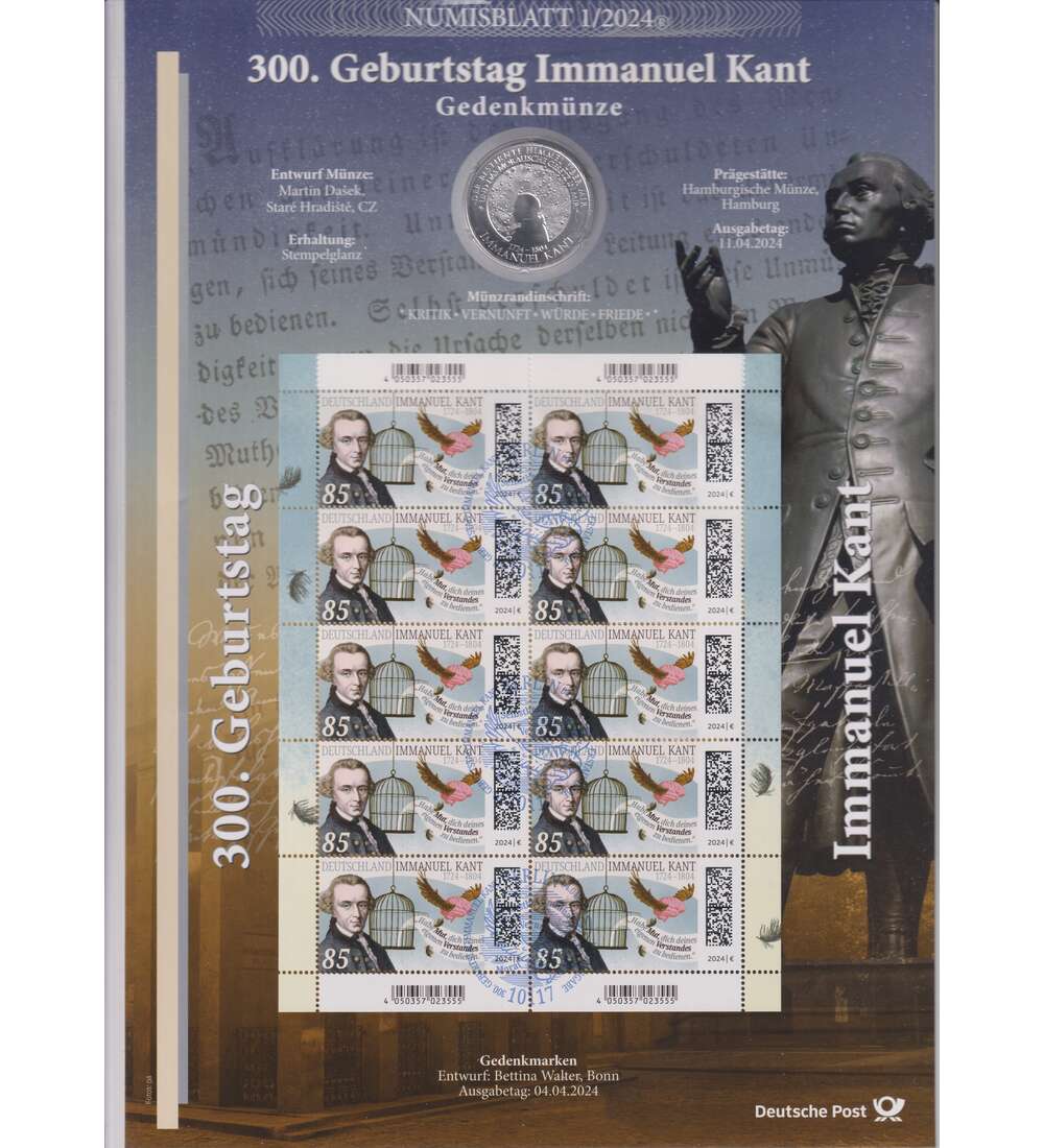BRD Numisblatt 1/2024 300. Geb. Immanuel Kant
