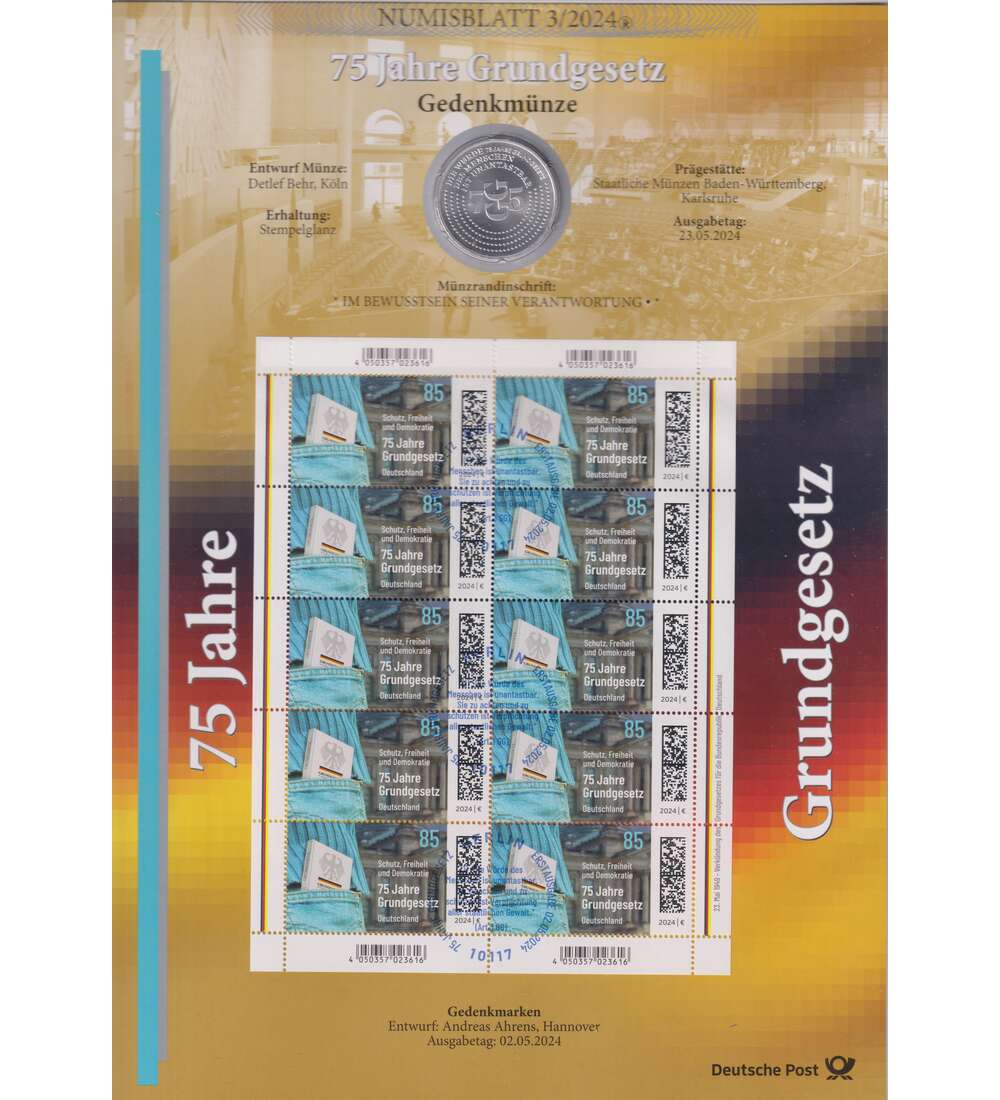 BRD Numisblatt 3/2024 75 Jahre Grundgesetz