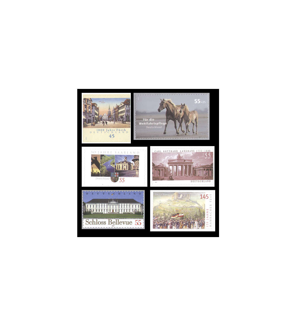 BRD Bund Selbstklebende 2007 - 6 Werte postfrisch **