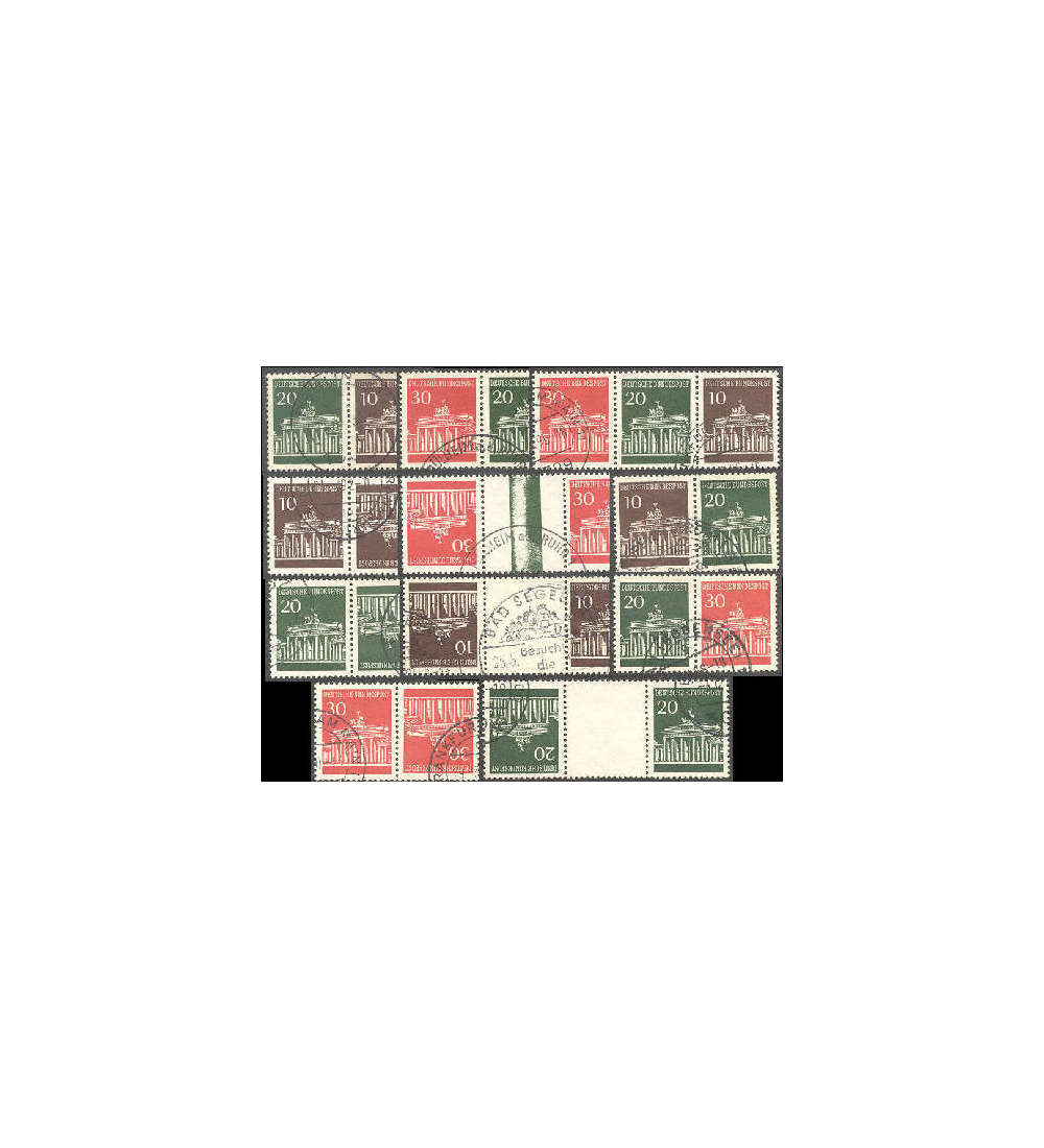 BRD Bund Zusammendrucke W24-K9 Brandenburger Tor 1967/68 gestempelt
