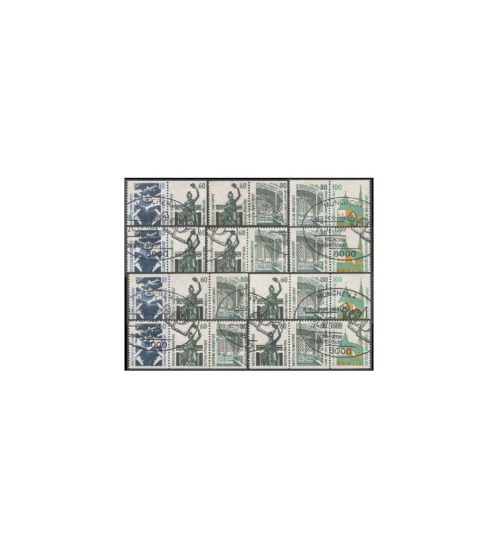 BRD Bund Zusammendrucke W85-W94 Sehenswrdigkeiten 1989 II gestempelt