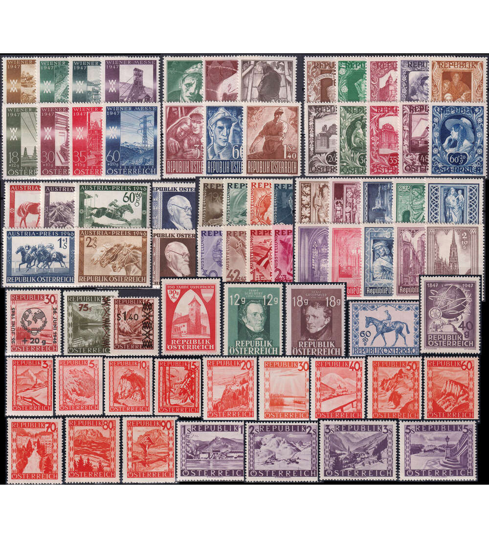 sterreich 1946 - 1947 kpl. (ohne Nr. 822-828), zusammen 76 Werte postfrisch
