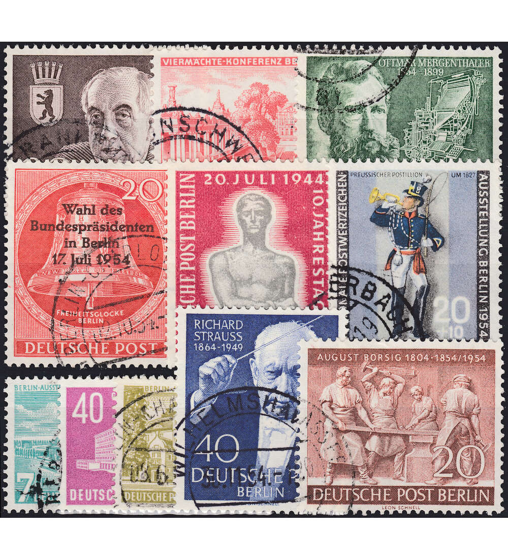 Berlin Jahrgang 1954 gestempelt komplett Nr. 115-125