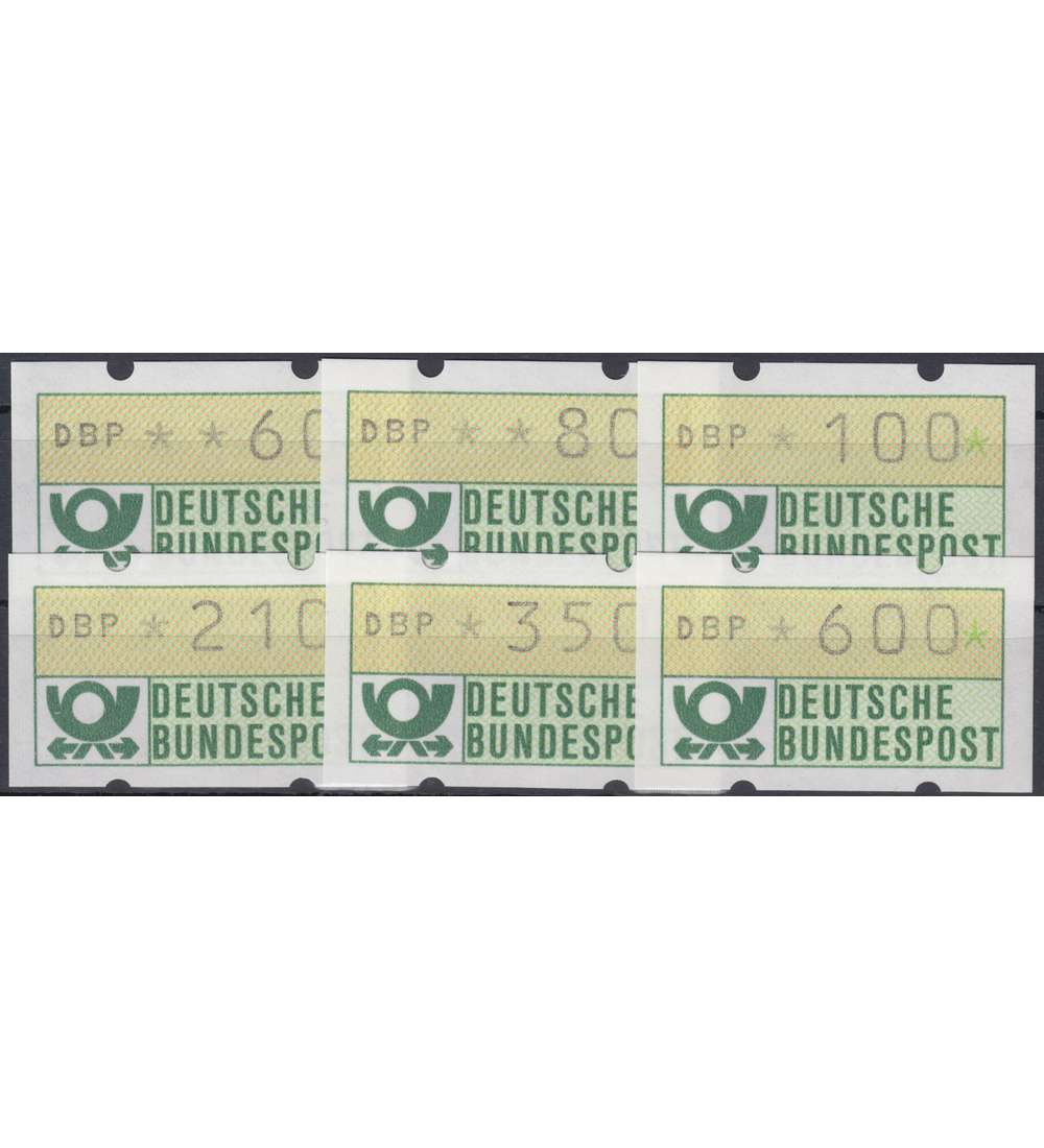 BRD Bund ATM1.1 hv VS8 postfrisch ** 60/80/100/210/350/600 Pfg.DBP normal/wei�er Gummi