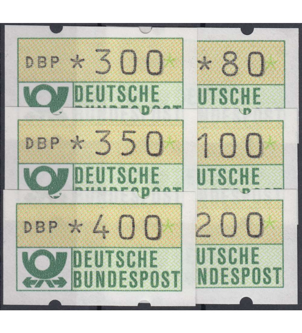 BRD Bund ATM 1.1 hv VS9 postfrisch ** 80/100/200/300/350/400 Pfennig DBP normal/wei�er Gummi