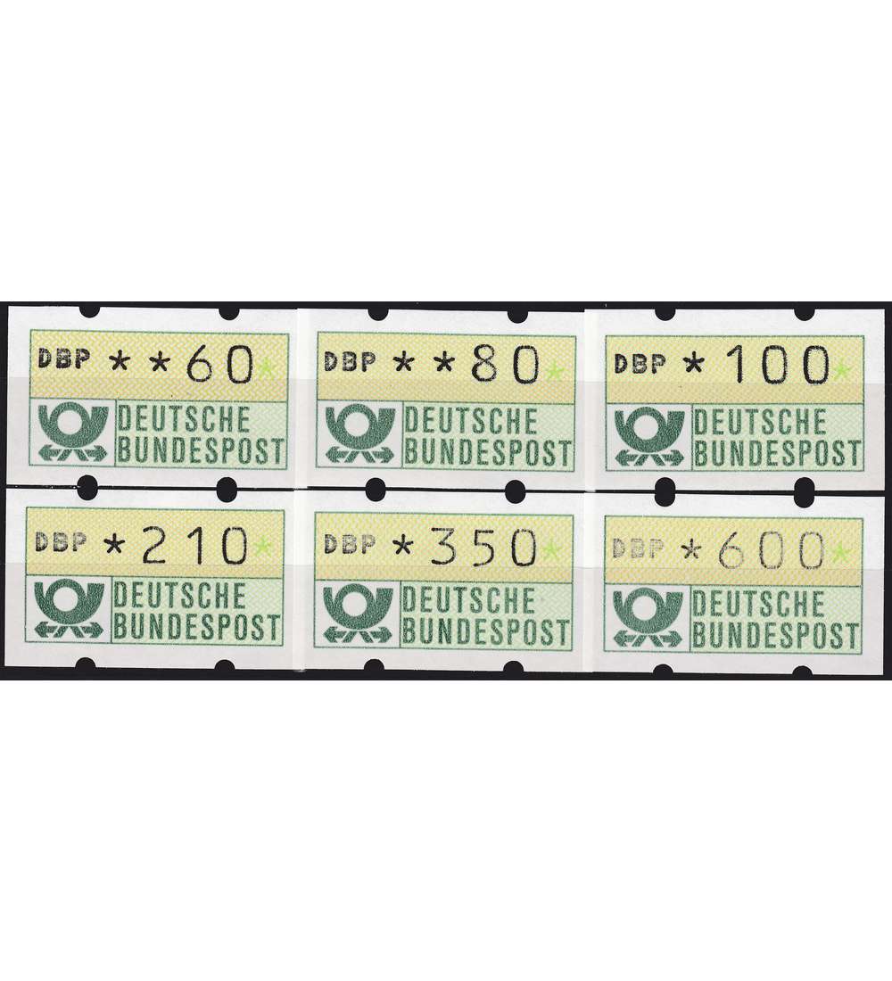 BRD Bund ATM 1.2 hv VS8 postfrisch ** 60/80/100/210/350/600 Pfennig DBP fett/weier Gummi