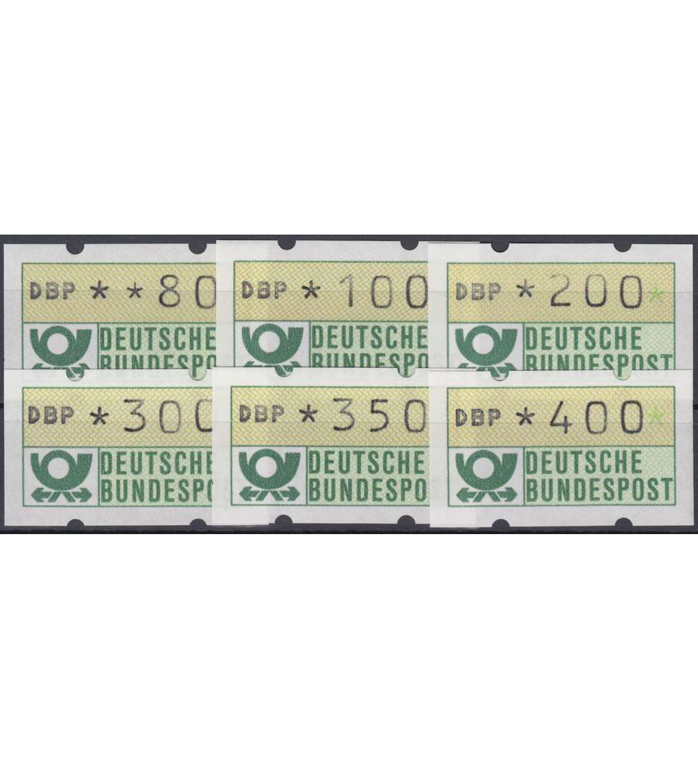 BRD Bund ATM 1.2 hv VS9 postfrisch ** 80/100/200/300/350/400 Pfennig DBP fett/wei�er Gummi