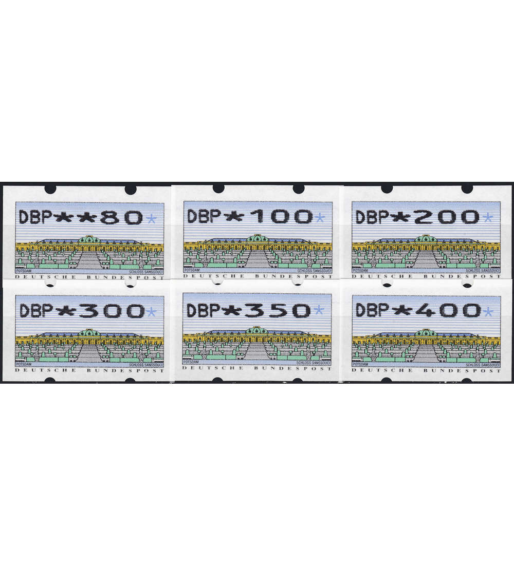 BRD Bund ATM2.2.1 VS2 postfrisch ** waagerechte rckseitige Nr 80/100/200/300/350/400 Pfennig    DBP+Wertziffern breit