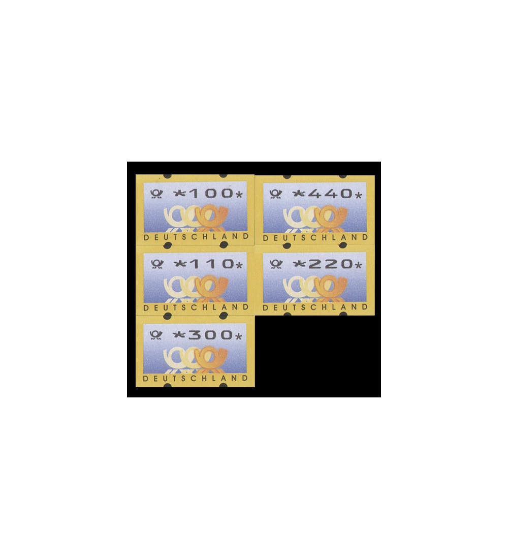 BRD Bund  ATM3.3 VS3 postfrisch ** mit rckseitiger Nr. 100/110/220/300/440 Pfennig Posthorn+Wertziffern mager