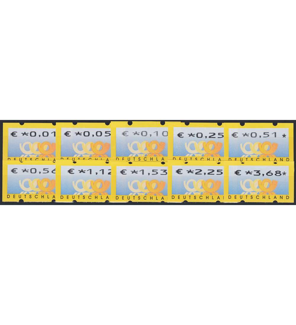 BRD Bund ATM4 VS1 postfrisch ** mit rckseitiger Nr. 001/005/010/025/051/056/112/ 153/225/368 Cent