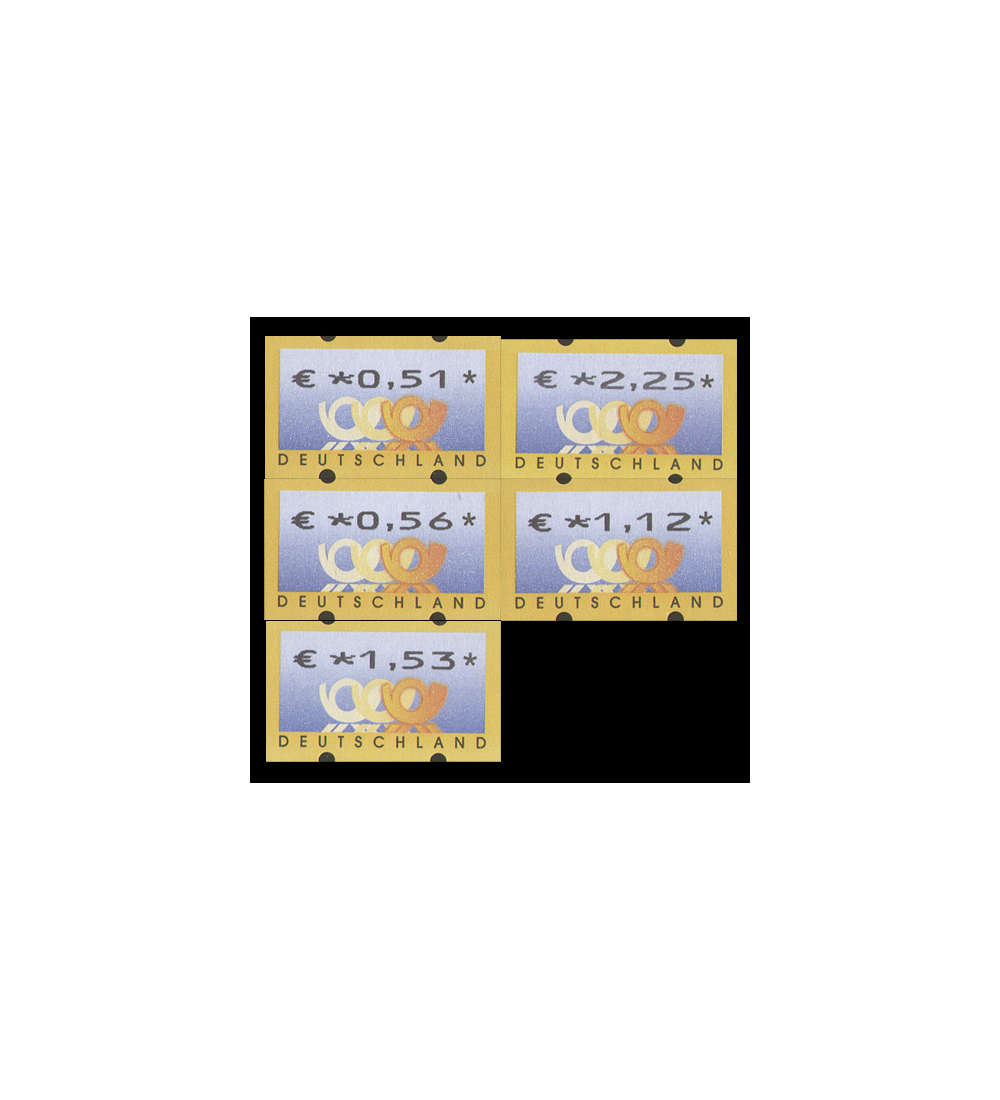 BRD Bund ATM4 VS2 postfrisch ** mit rckseitiger Nr. 051/056/112/153/225 Cent