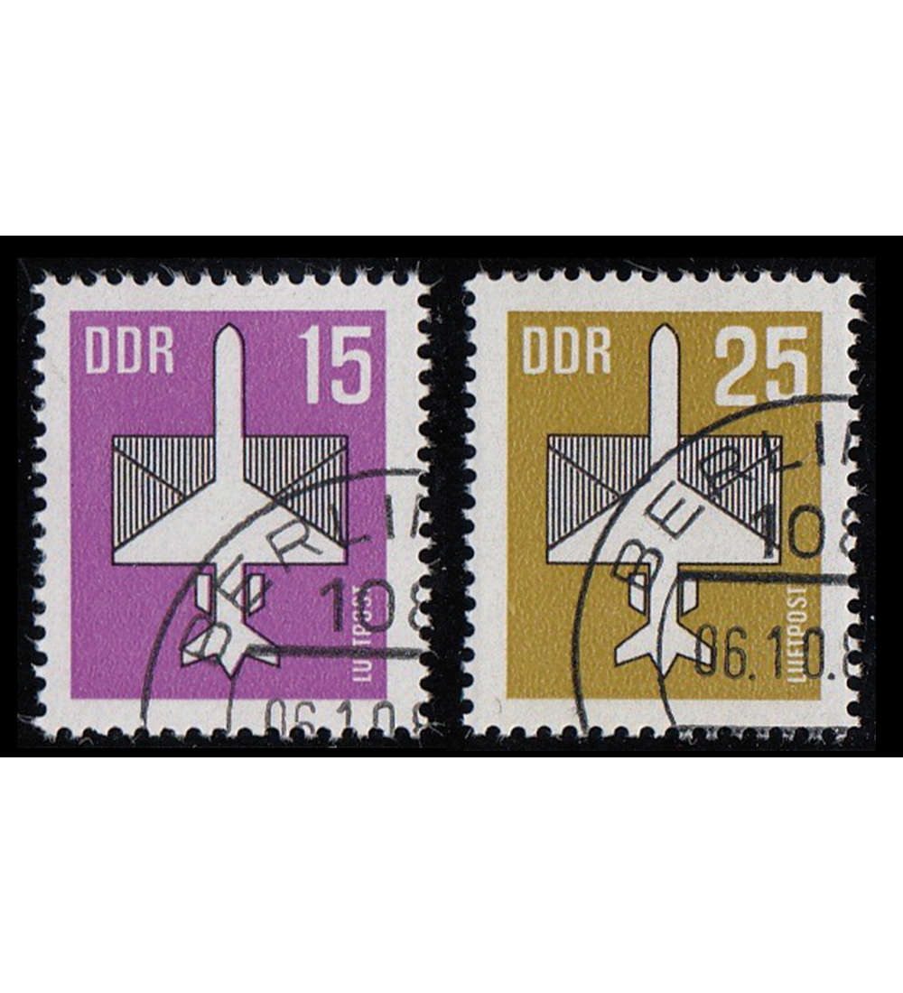 DDR Nr. 3128-3129 gestempelt 2 komplette Bogentaschen 15+25 Pfg. Flugpost 1987