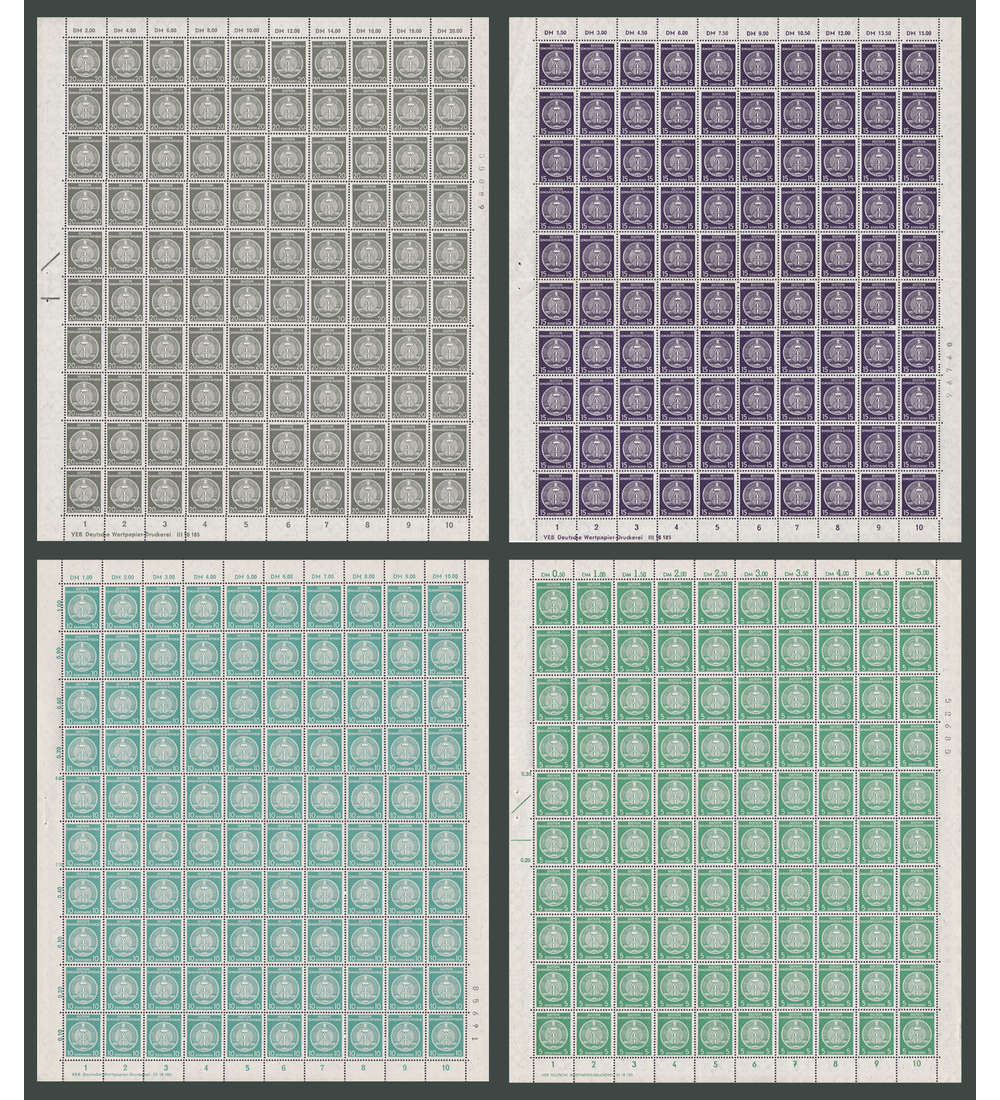 DDR Dienst A Nr. 34yB-37yB postfrisch ** Originalbogen