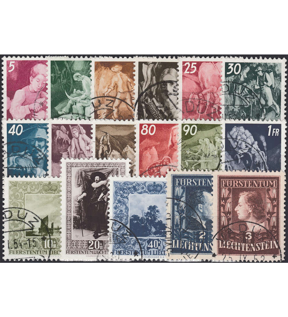 Liechtenstein 1951 gestempelt  Nr. 289-305