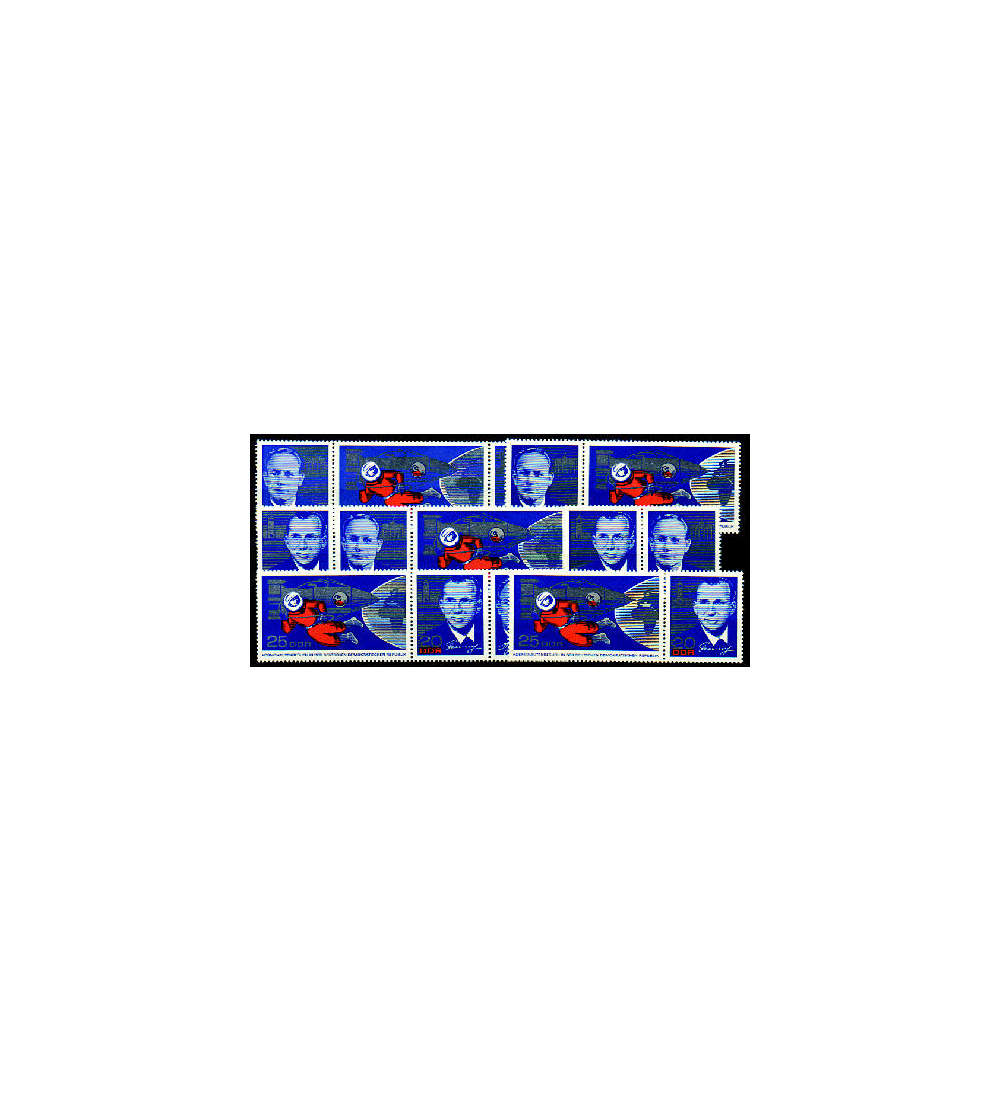 DDR ZD Nr. 1138-1140 postfrisch ** Kosmonauten 1965   WZd 156 - WZd 161, 6 Kombinat.