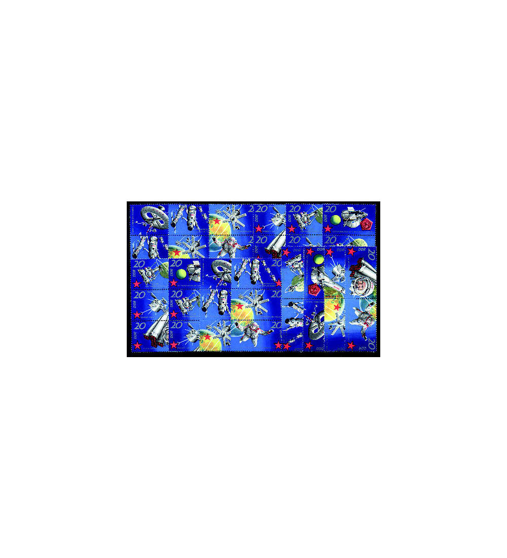 DDR ZD Nr. 1636-1643 postfrisch ** Weltraum 1971   WZd 240 - SZd 115, 14 Kombinat