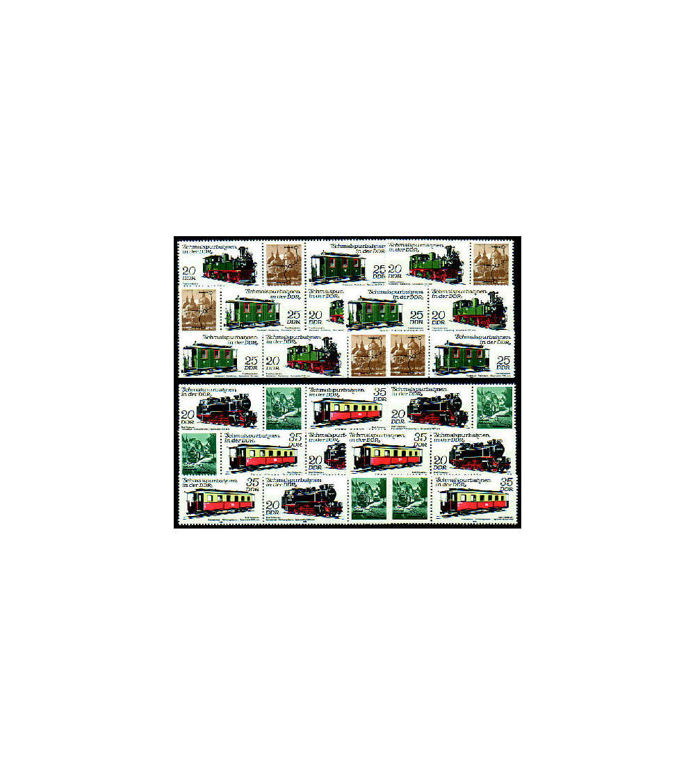 DDR ZD  Nr. 2562-2565 postfrisch **  Schmalspurbahnen 1980  WZd 475 - WZd 486, 12 Kombinat