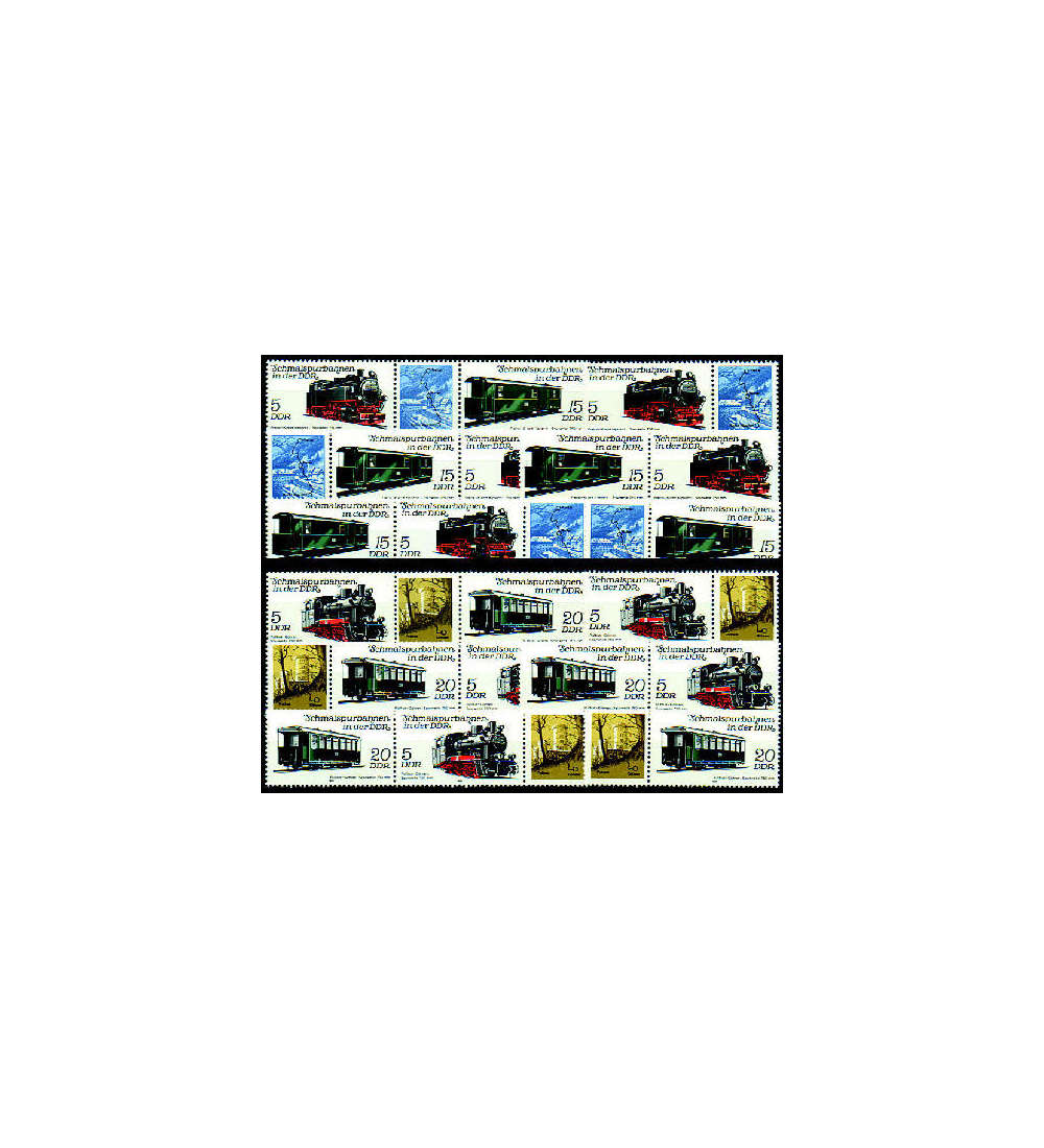 DDR ZD  Nr. 2629-2632 postfrisch ** Schmalspurbahnen 1981  WZd 505 - WZd 516, 12 Kombinat