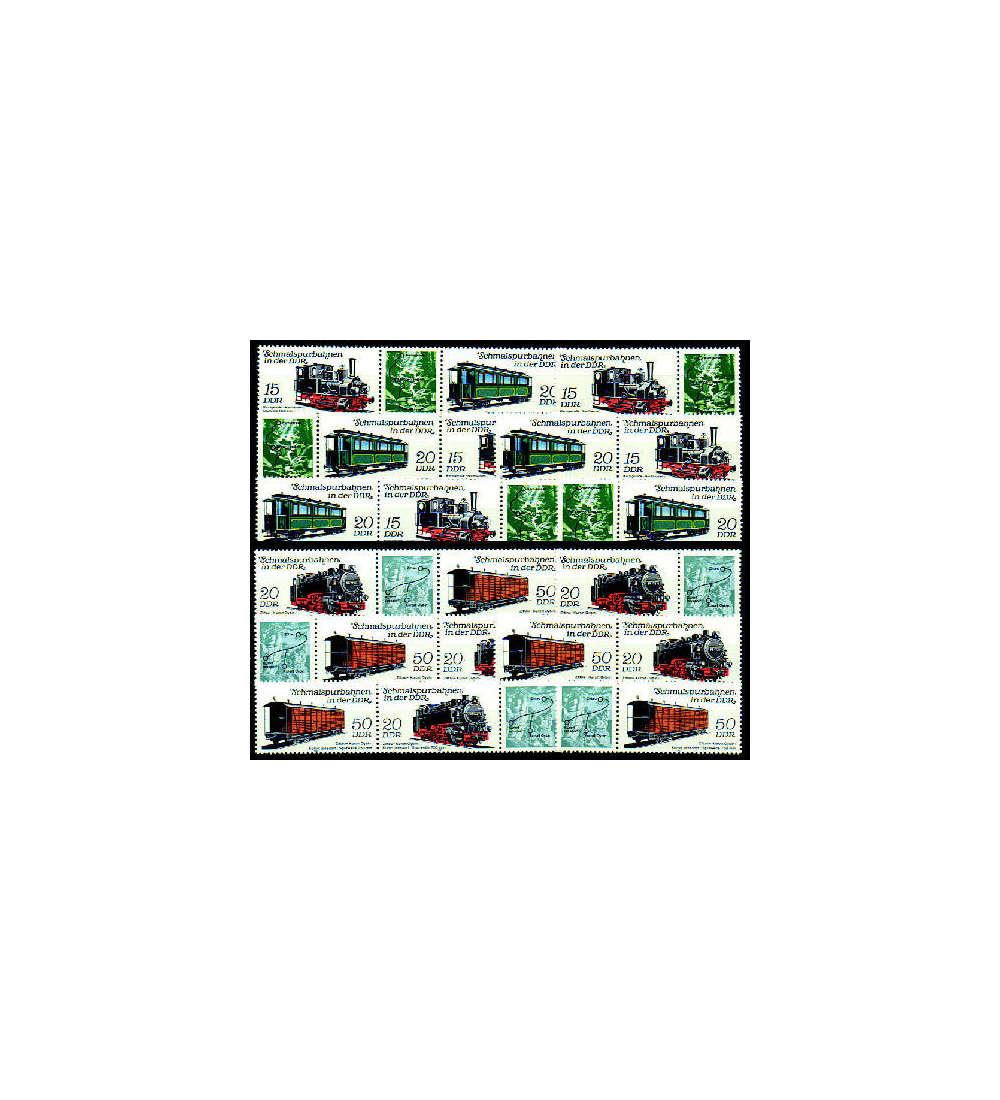 DDR ZD  Nr. 2792-2795 postfrisch **  Schmalspurbahnen 1983        WZd 556 - WZd 567, 12 Kombinat