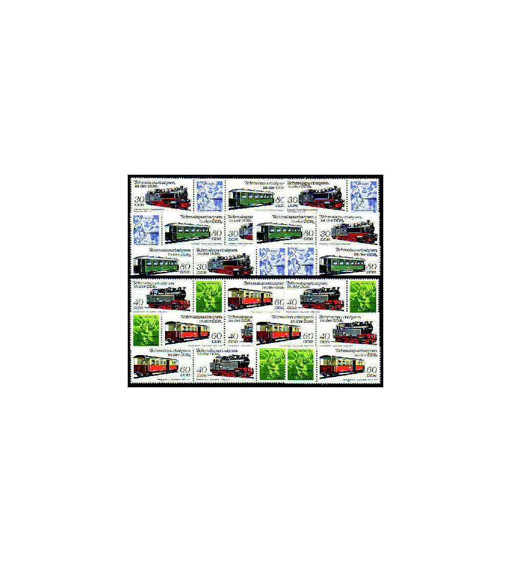 DDR ZD  Nr. 2864-2867 postfrisch **  Schmalspurbahnen 1984        WZd 576 - WZd 587, 12 Kombinat