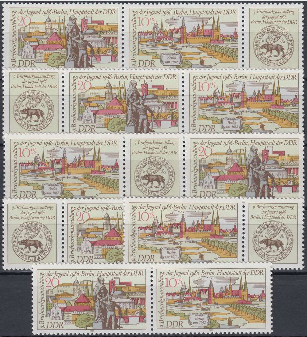 DDR ZD  Nr. 3030-3031 postfrisch **  Ausstellung 1986   WZd 682 - WZd 687, 6 Kombinat.