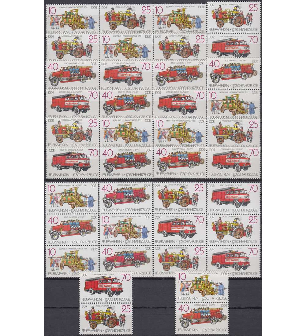 DDR ZD  Nr. 3101-3104 postfrisch **  Feuerwehren 1987    WZd 713 - SZd 347, 16 Kombinat