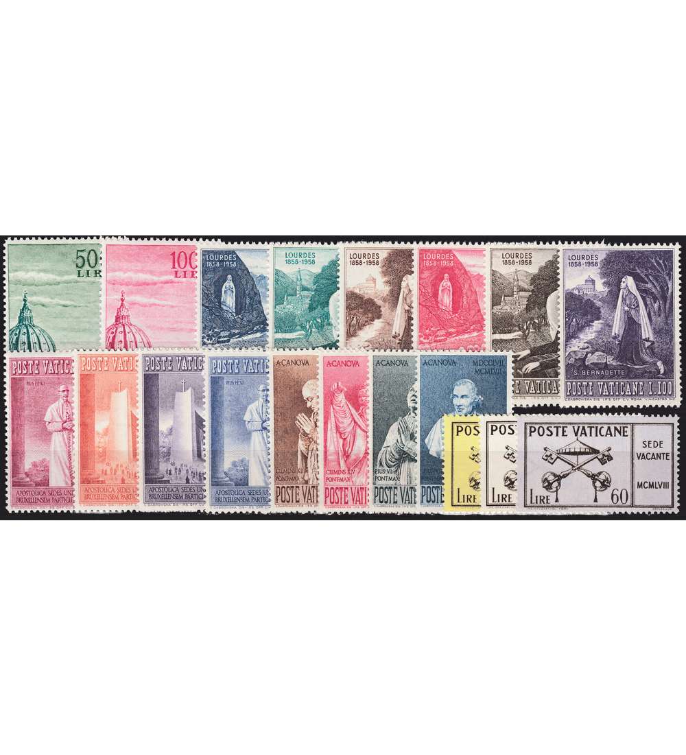 Vatikan 1958 postfrisch Nr. 280-302 ohne Block 2