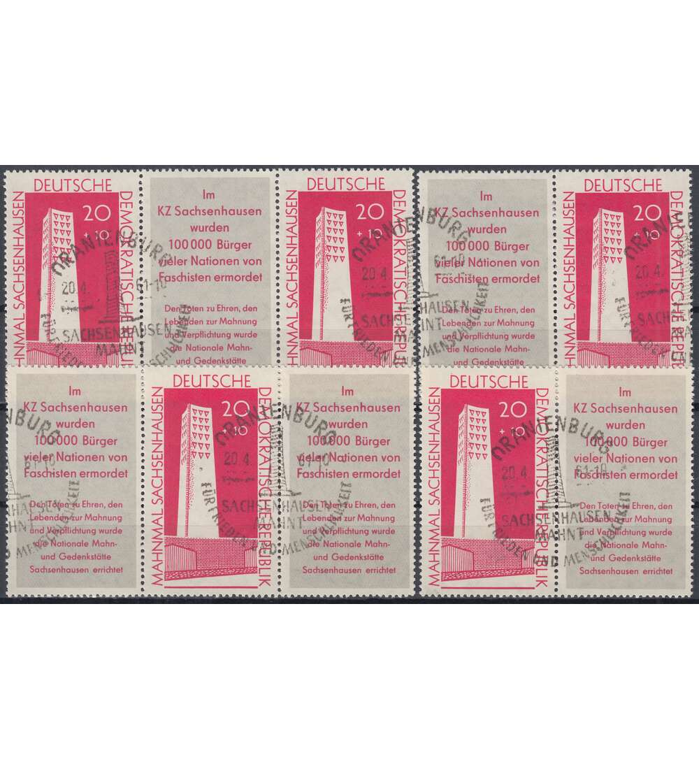 DDR ZD Nr. 783 gestempelt      Sachsenhausen 1960           WZd 24 - WZd 27, 4 Kombinationen