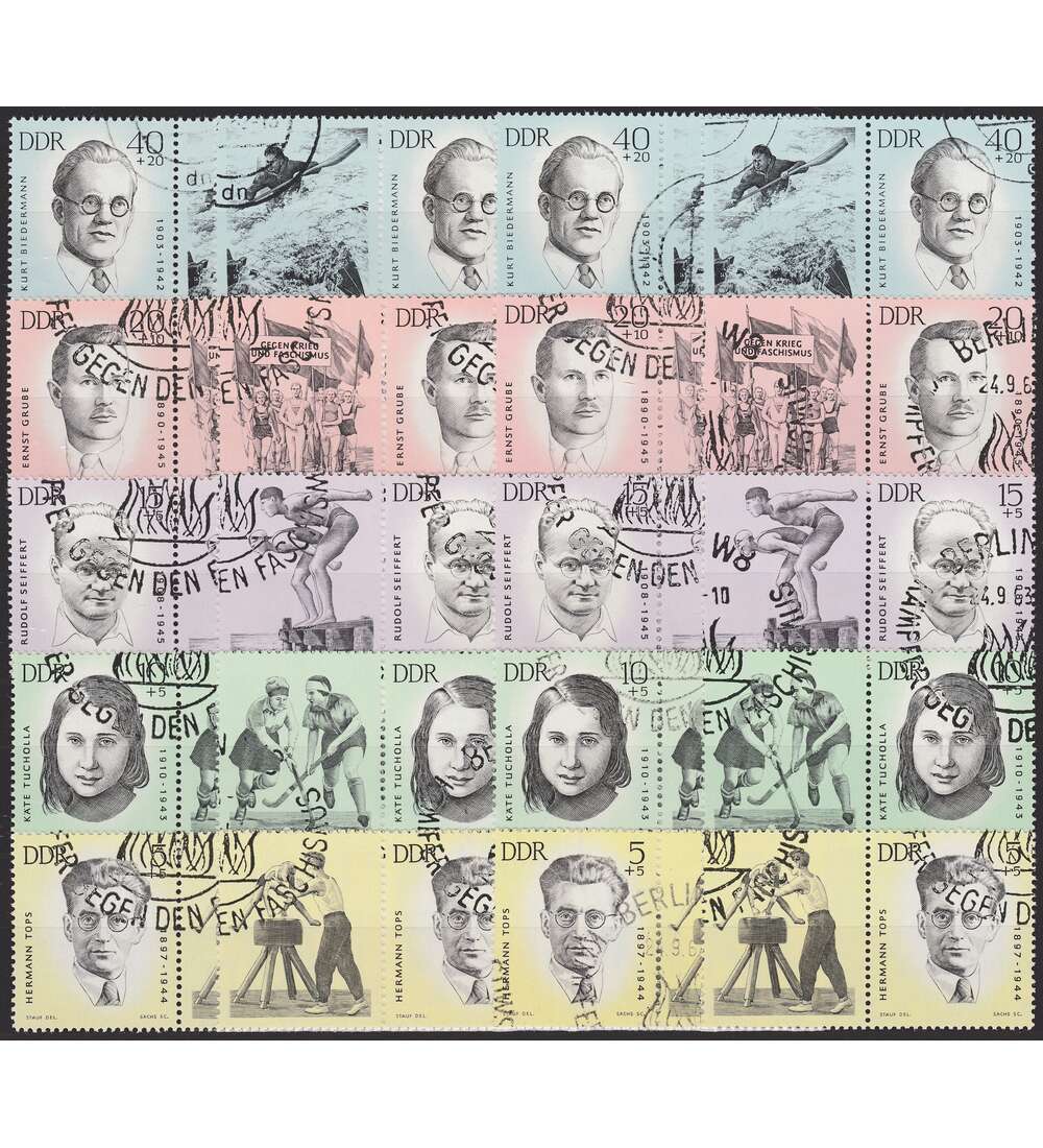 DDR ZD Nr. 983-987 gestempelt  Sportler 1963                WZd 98 - WZd 117, 20 Kombinationen