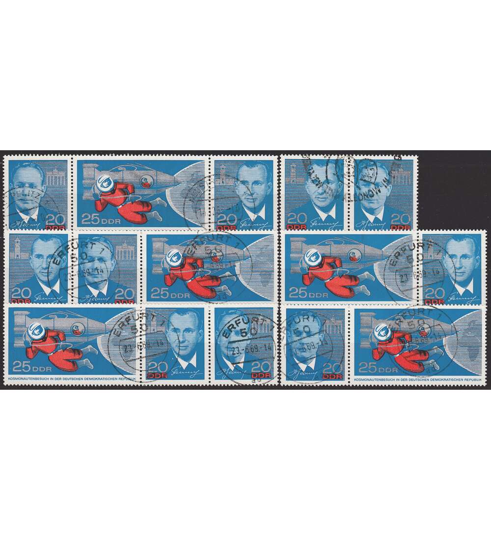DDR ZD Nr. 1138-1140 gestempelt  Kosmonauten 1965 WZd 156 - WZd 161, 6 Kombinationen