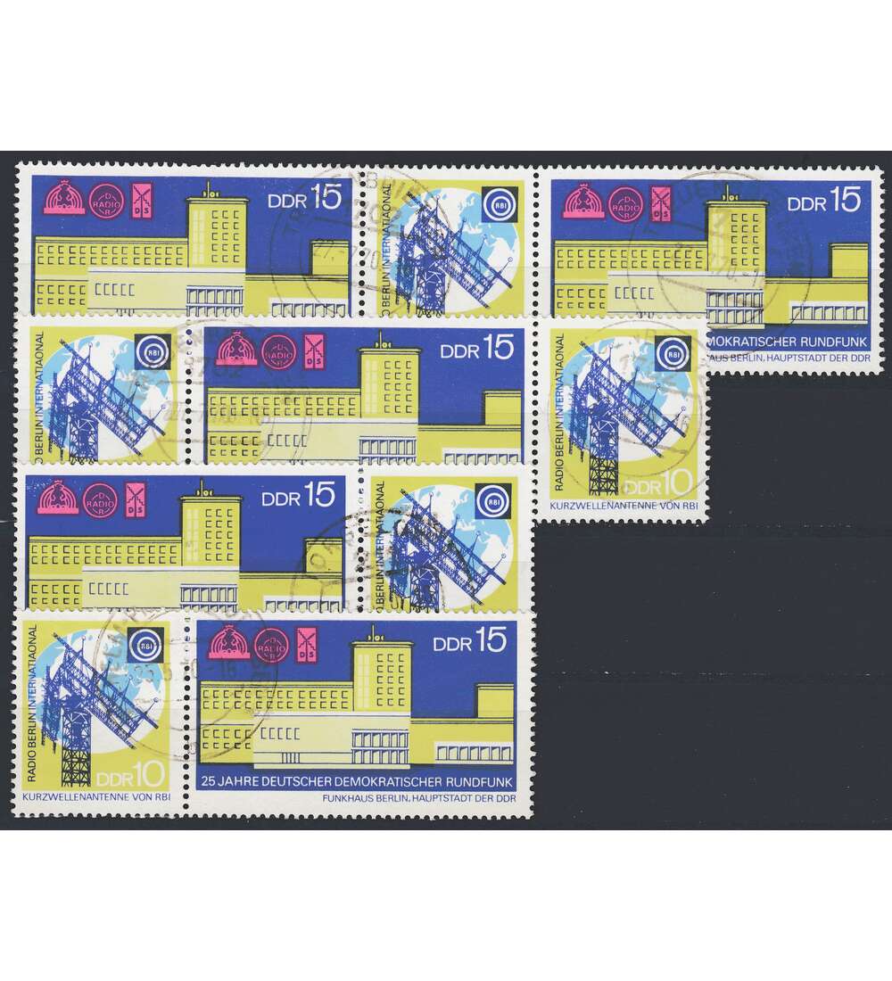 DDR ZD Nr. 1573-1574 gestempelt  Rundfunk 1970                WZd 217 - WZd 220, 4 Kombinationen