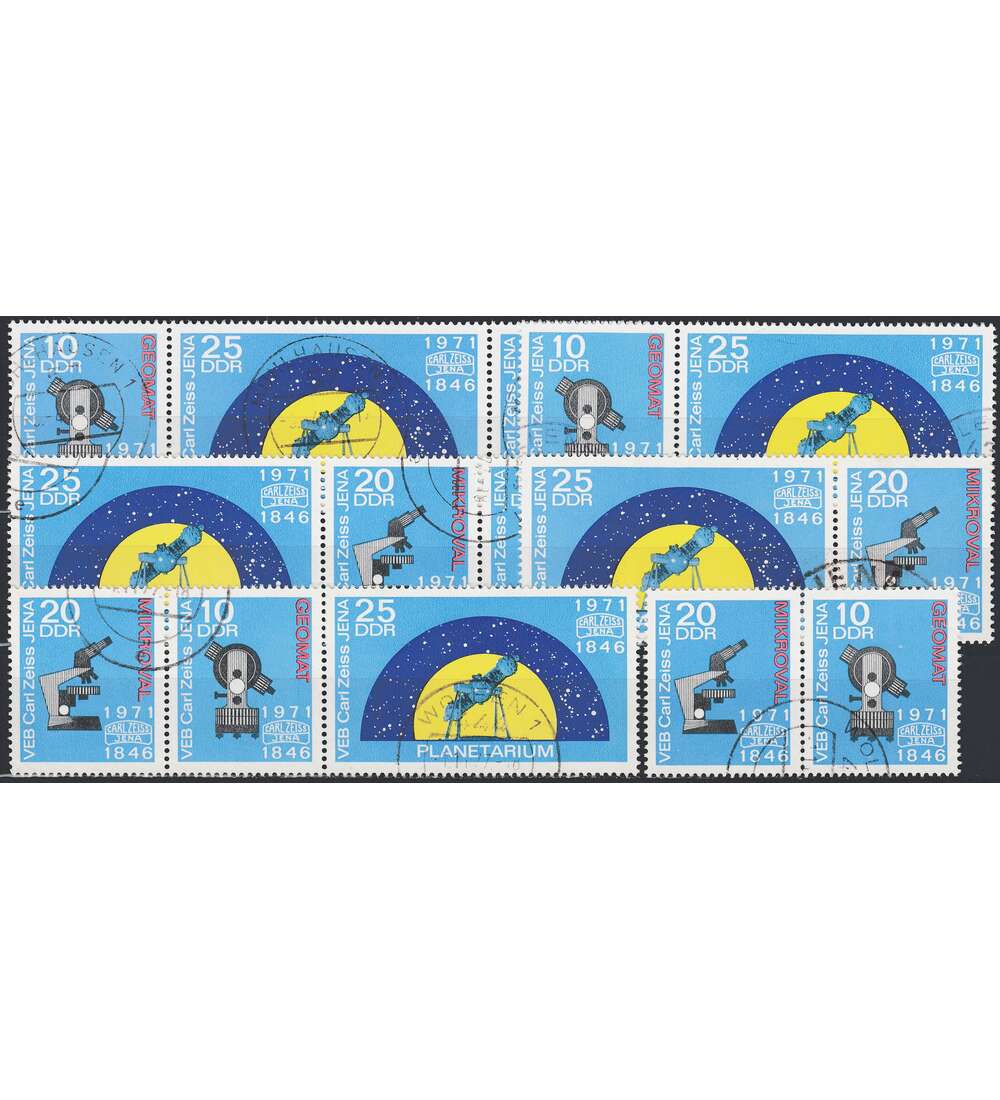 DDR ZD Nr. 1714-1716 gestempelt  Zeiss 1971  WZd 254 - WZd 259, 6 Kombinationen