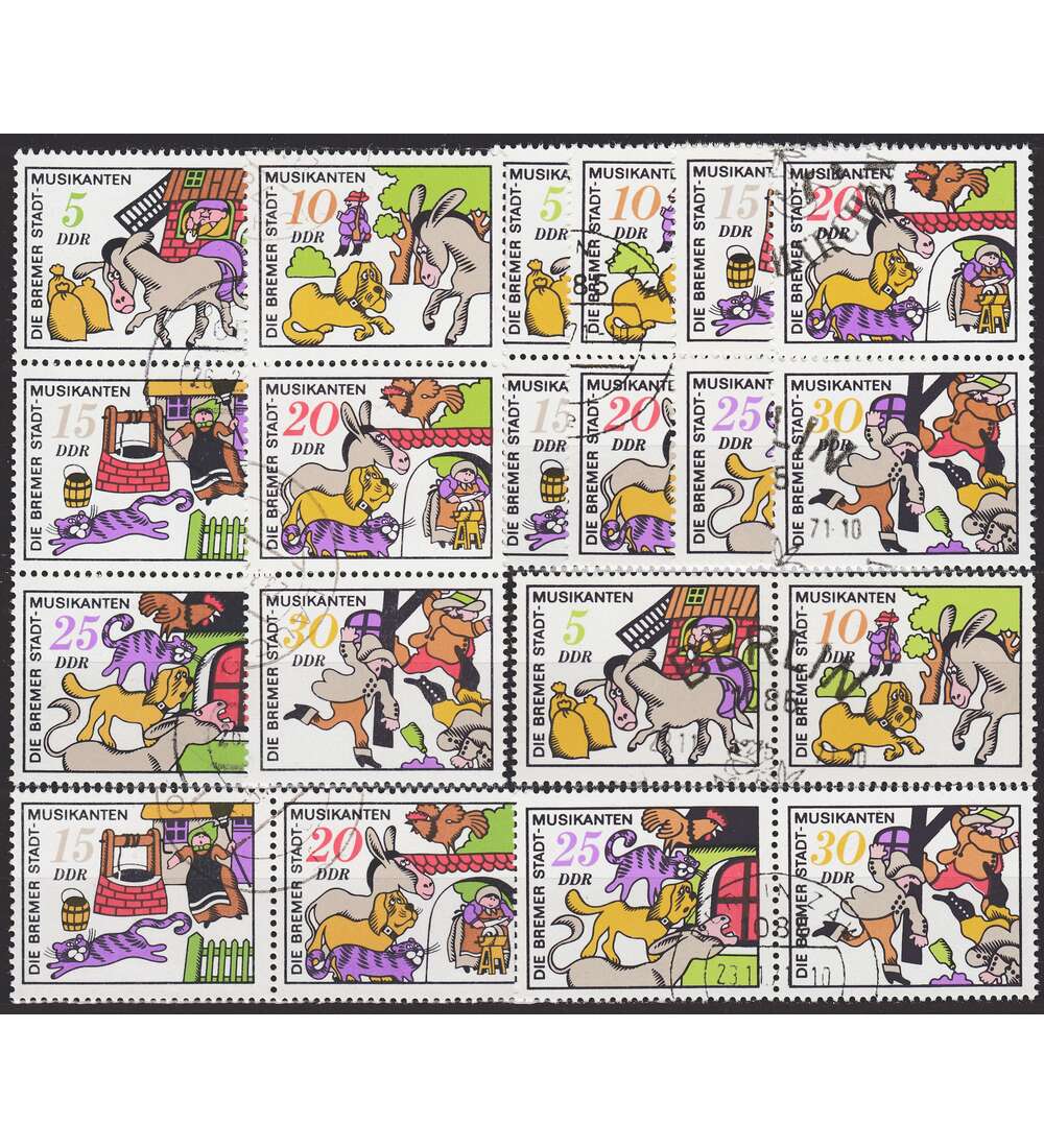 DDR ZD Nr. 1717-1722 gestempelt  Mrchen 1971 WZd 260 - SZd 121, 9 Kombinationen